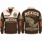 México en el Corazón personalized Mexican Pride sports sweatshirt in Brown, front and back design