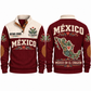 México en el Corazón personalized Mexican Pride sports sweatshirt in Jujube Red, front and back design