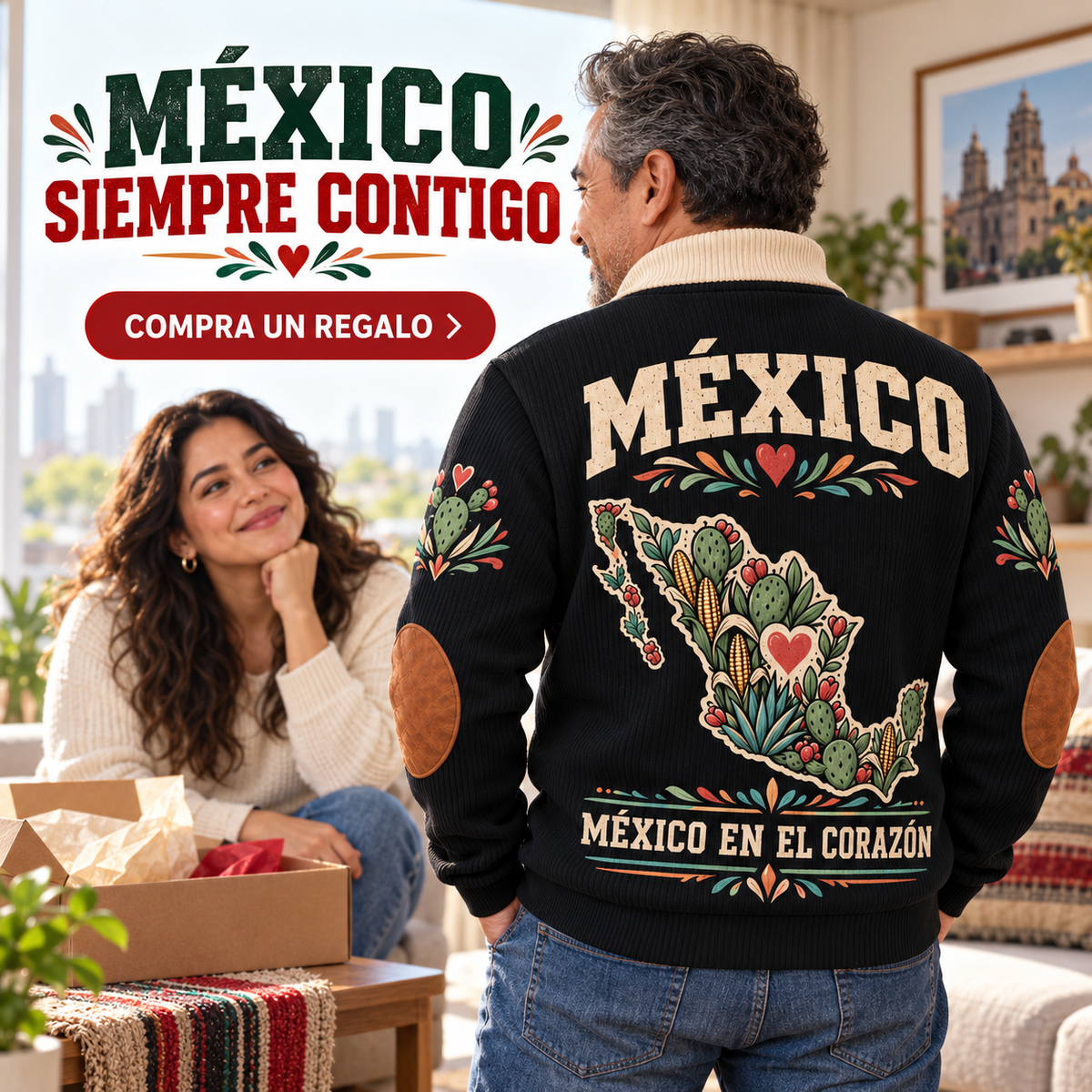 México en el Corazón | Mexican Pride Personalized Sports Sweatshirt lifestyle mockup in Black