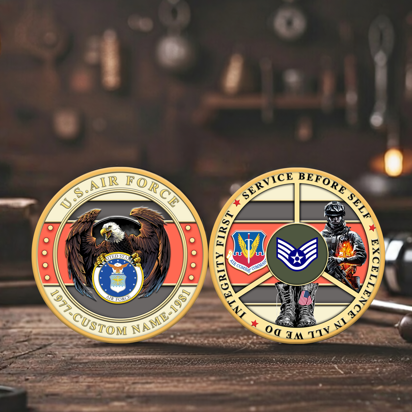 Air Force Command - Personalized US Veteran/ Soldier With Rank,  Name And Year Challenge Coin - 1775779202