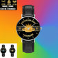 Personalized Australian Soldier/ Veteran With Name And Rank Black Stitched Leather Watch - 17097696 - Gold Version