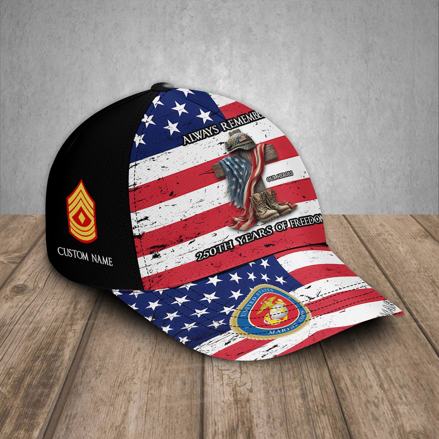 Marine Battalions - Always Remember Our Heroes 250 Years Of Freedom - Personalized Military Cap, USA Cap, Custom Military Branch, Patriotic Gift - 17767296