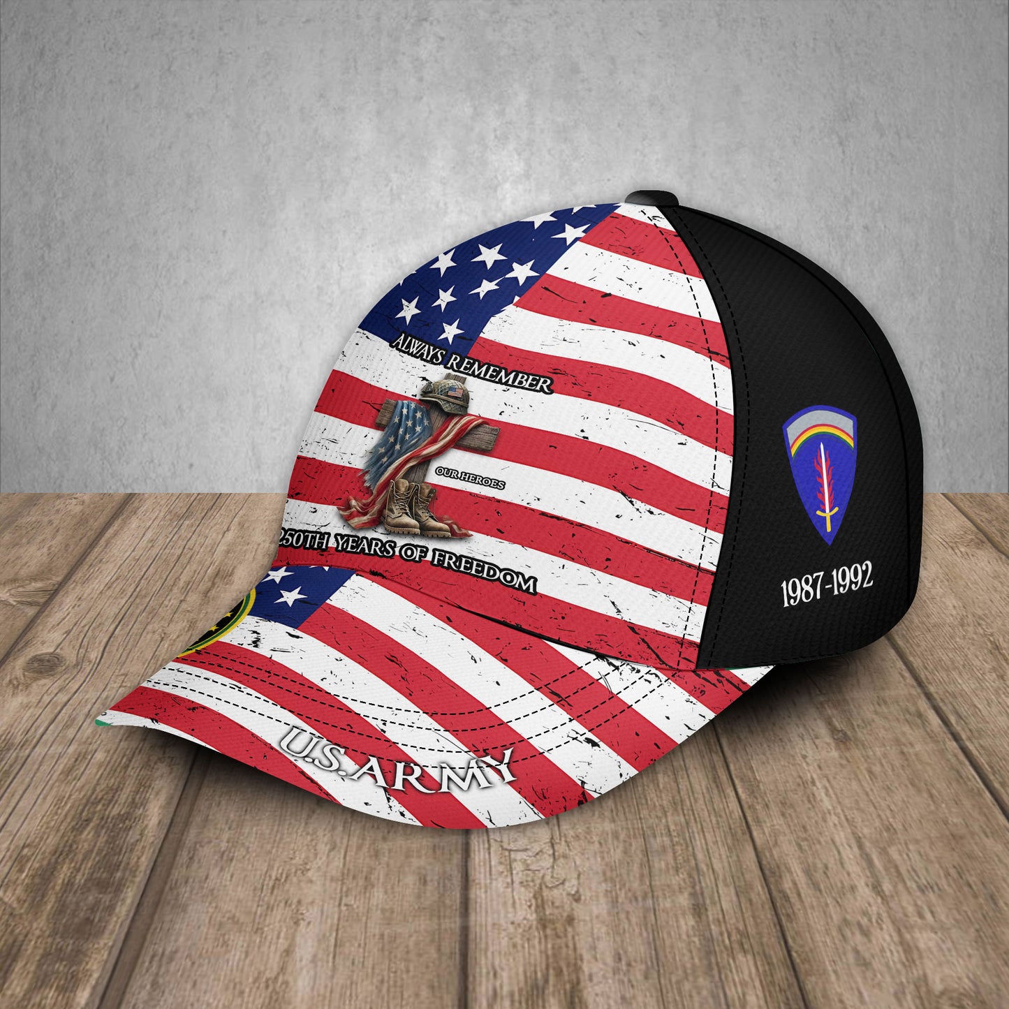 Army Division - Always Remember Our Heroes 250 Years Of Freedom - Personalized Military Cap, USA Cap, Custom Military Branch, Patriotic Gift - 17767296