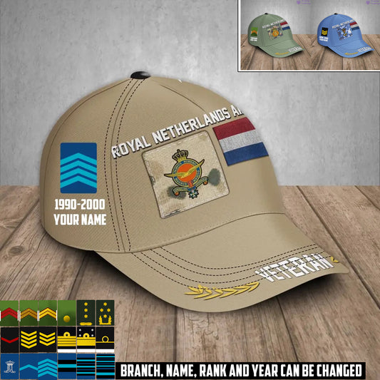 Casquette de baseball personnalisée avec grade, année et nom pour soldat/vétéran des Pays-Bas - 17236800