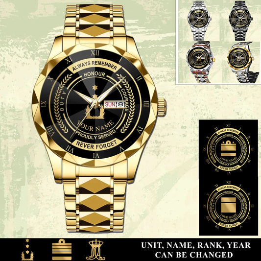 Personalized Netherlands Soldier/ Veteran With Rank And Name Gentleman Crystal Metal Watch - 17446752
