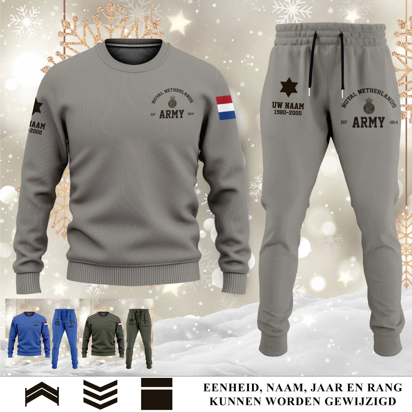 Nederlands Sweater + Jogger Set – Gepersonaliseerd met Naam, Rang & Jaar - 17584128