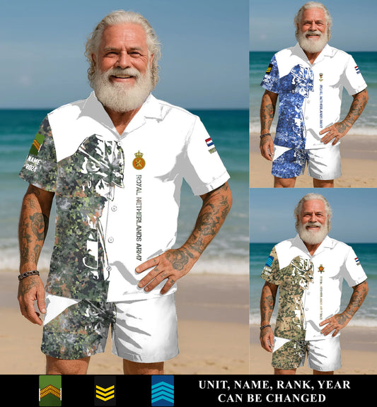 Personalized Netherlands Soldier/ Veteran Camo With Rank, Name And Year Combo Hawaii Shirt + Short 3D Printed - 17262720