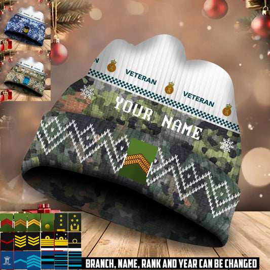 Personalized Netherlands Soldier/Veteran Camo with Rank And Name Beanie Hat - 17590176
