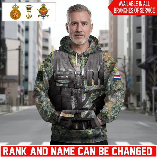 Personalized Netherlands Soldier/Veteran Camo with Name and Rank Hoodie Sweater All Over Printed - 17625600