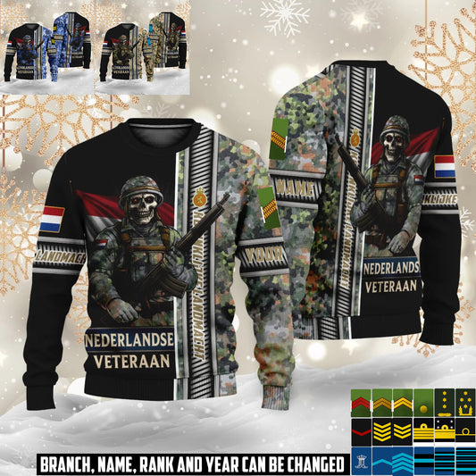 Personalized Netherlands Soldier/Veteran Camo with Name and Rank Ugly Sweater All Over Printed - 17616960