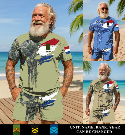Personalized Netherlands Soldier/ Veteran Camo With Name And Rank Combo T-Shirt + Short 3D Printed - 16989696
