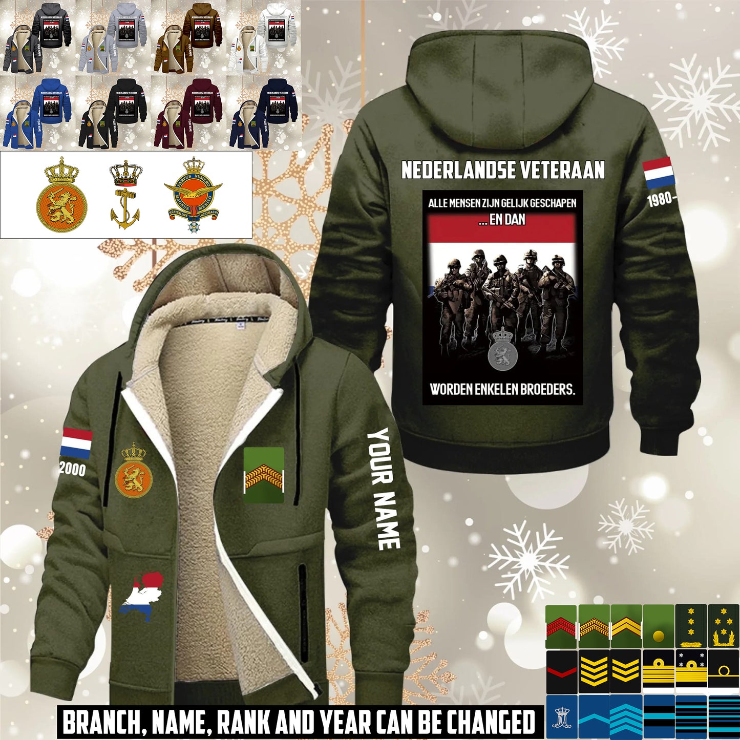 Personalized Netherlands Soldier/ Veteran With Name, Year And Rank Hoodie Zip Velvet Coat - 17636832