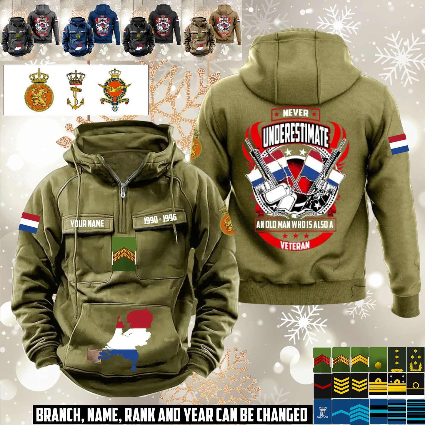 Personalized Netherlands Soldier/Veteran Vintage Hoodie All Over Printed - 1760400003