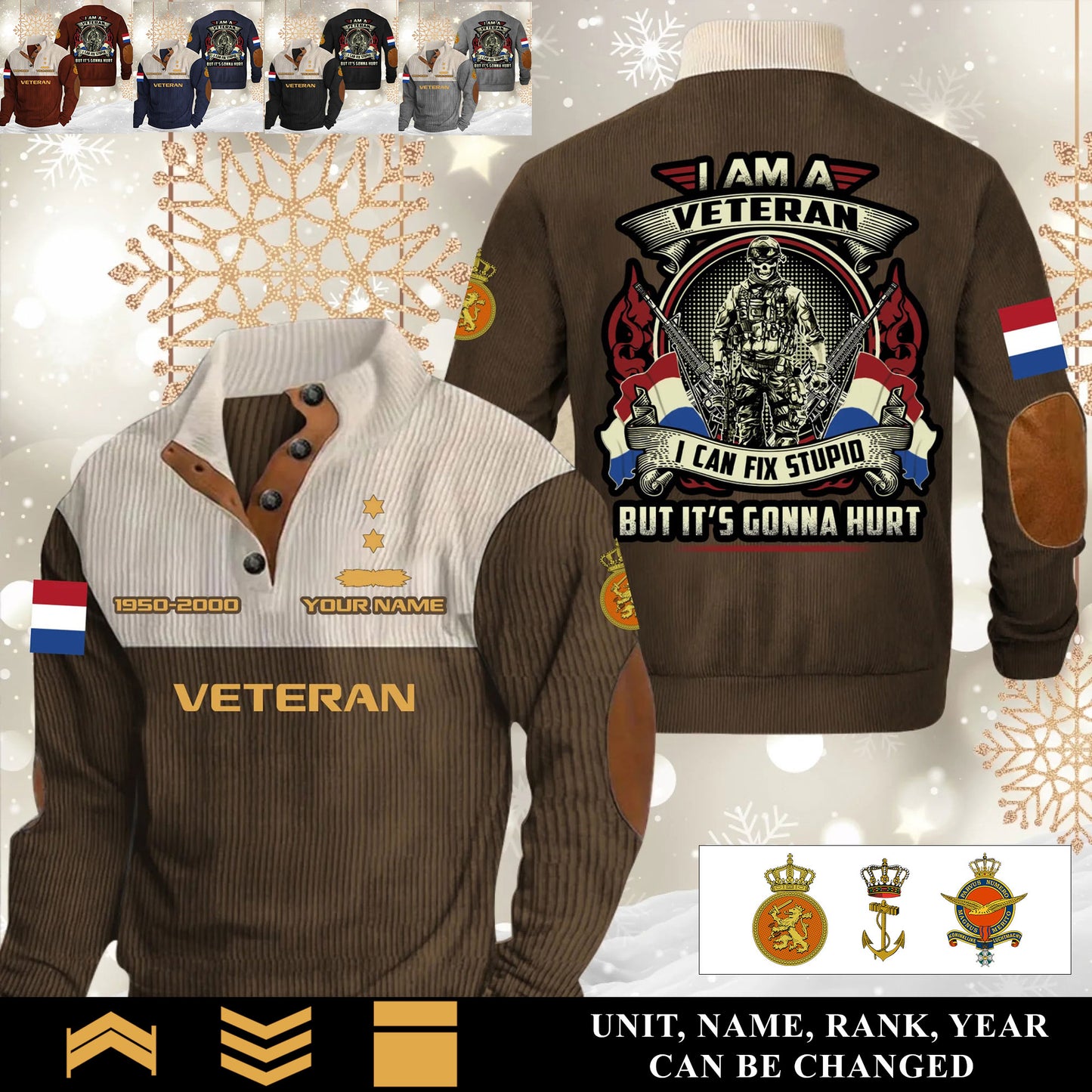 Personalized Netherlands Soldier/ Veteran With Name, Year And Rank Sports Sweatshirt - 17554752