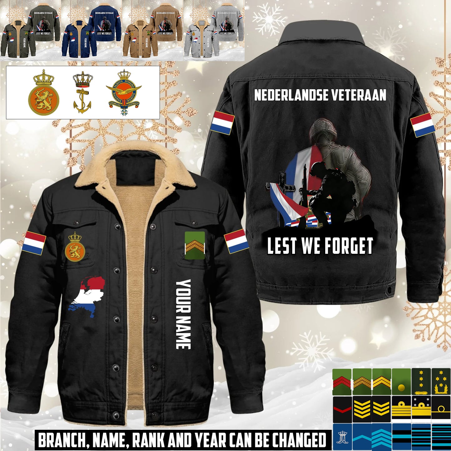 Personalized Netherlands Soldier/ Veteran With Name And Rank Cargo Fleece Jacket - 17635968