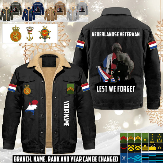 Personalized Netherlands Soldier/ Veteran With Name And Rank Cargo Fleece Jacket - 17635968