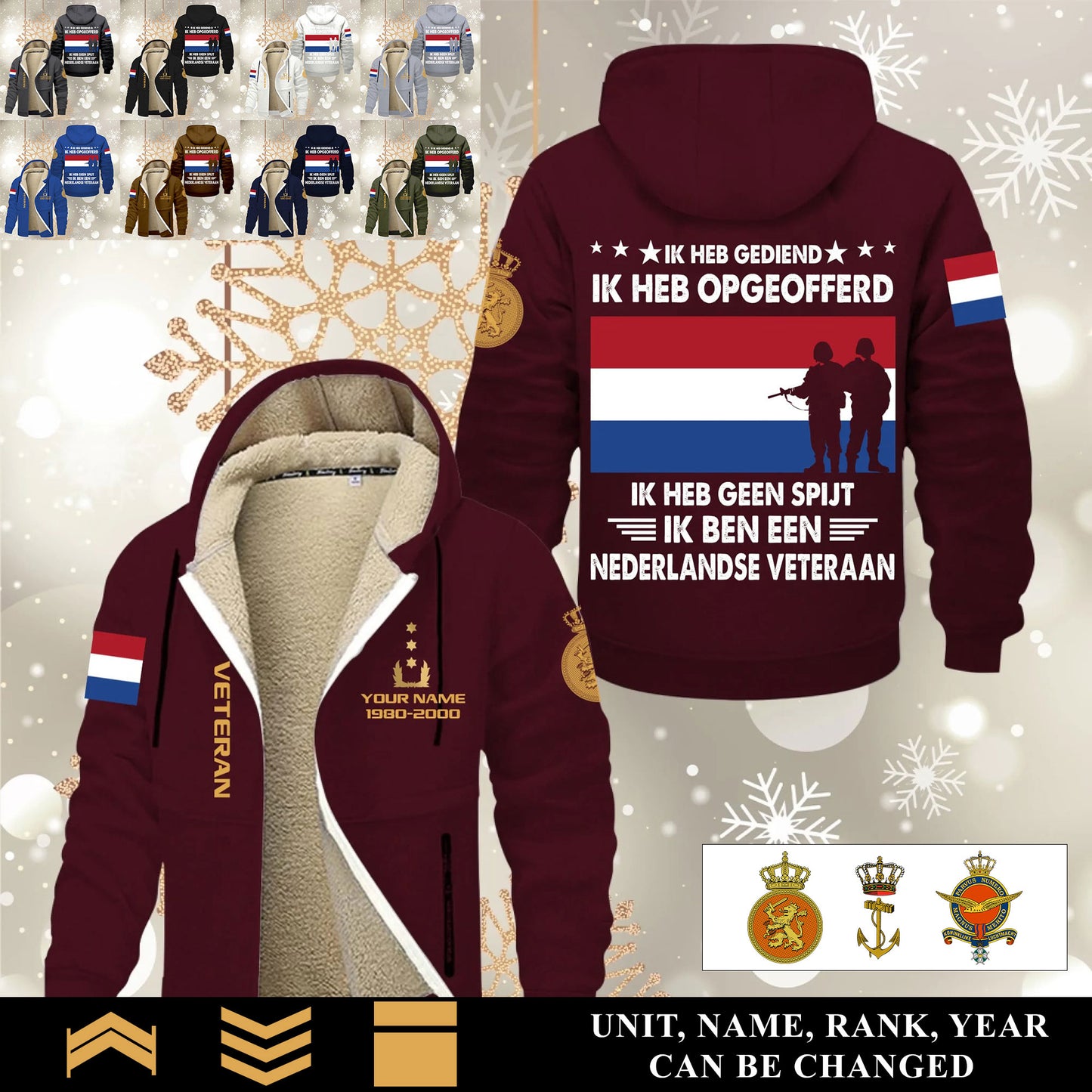 Personalized Netherlands Soldier/ Veteran With Name, Year And Rank Hoodie Zip Velvet Coat - 17570304