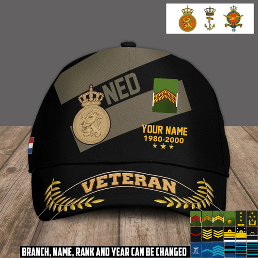 Personalized Name Year & Rank Netherlands Soldier/Veterans Baseball Cap - 1759968004