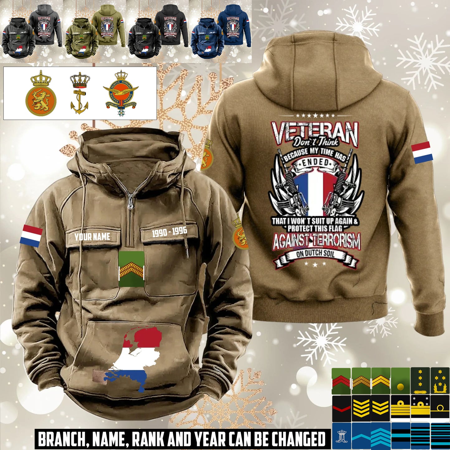 Personalized Netherlands Soldier/Veteran Vintage Hoodie All Over Printed - 1760572801