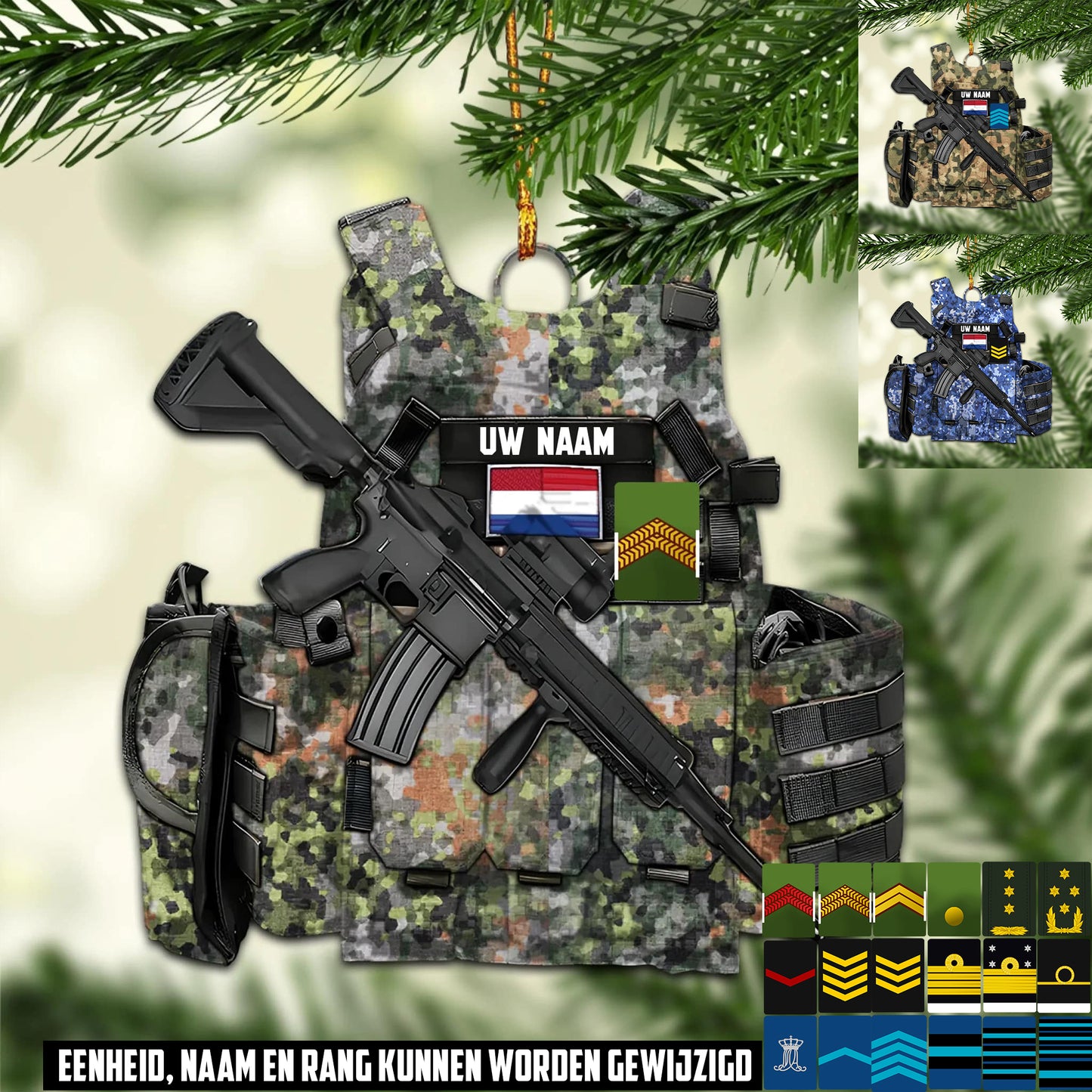 Nederlandse Soldaten Vest Ornament – Naam, Rang & Camouflage Aanpasbaar - 17577216