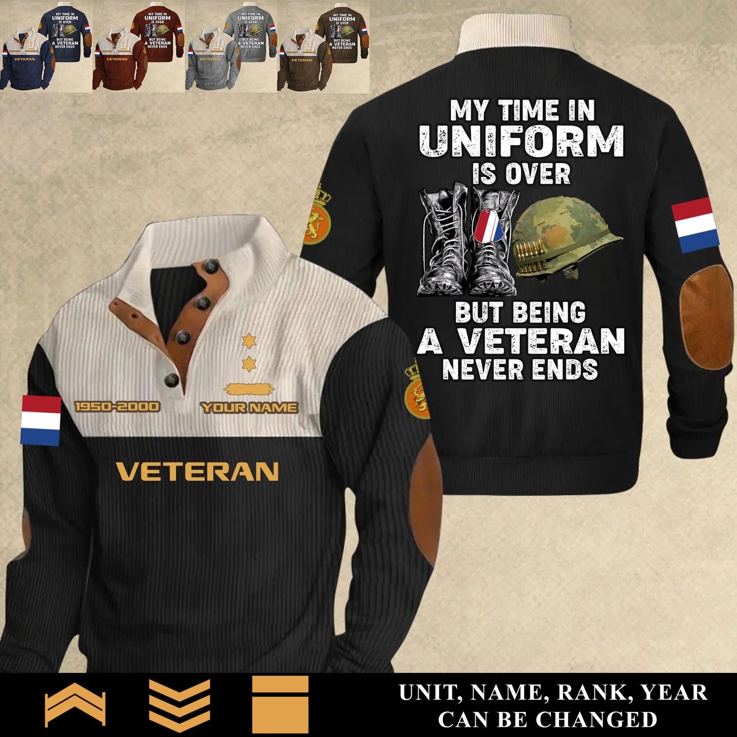 Personalized Netherlands Soldier/ Veteran With Name, Year And Rank Sports Sweatshirt - 17553024