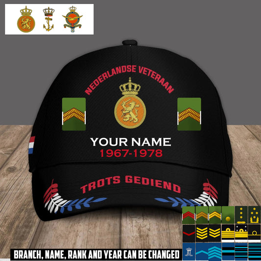 Personalized Rank, Year And Name Netherlands Soldier/Veterans Baseball Cap - 17540064