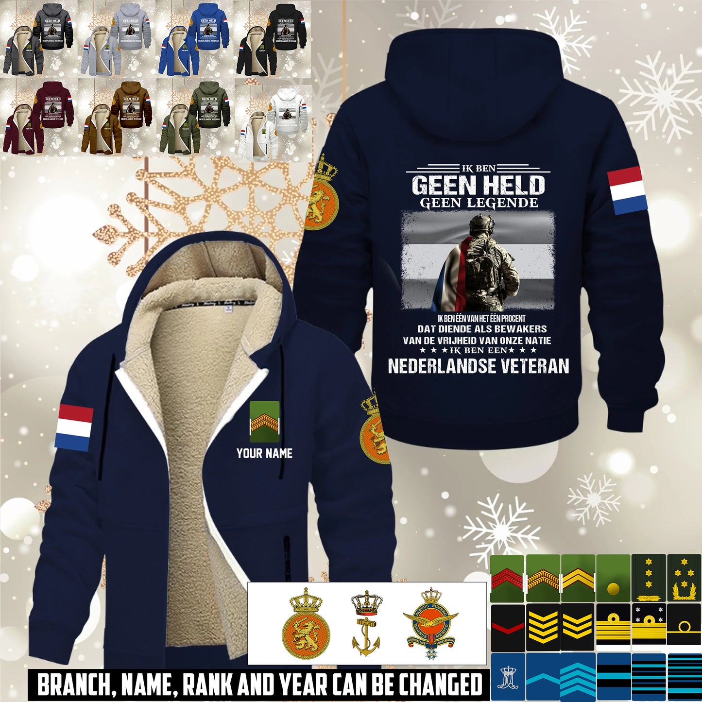 Personalized Netherlands Soldier/ Veteran With Name And Rank Hoodie Zip Velvet Coat - 17559936