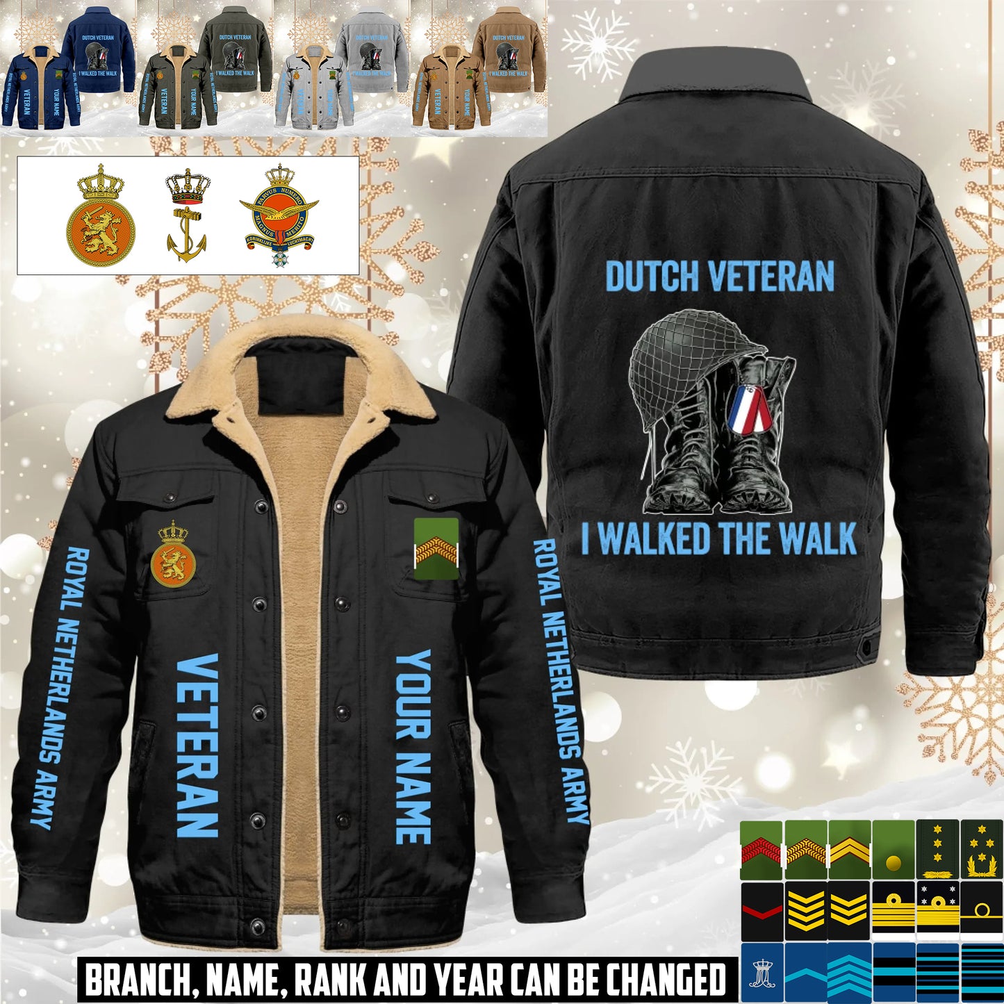 Personalized Netherlands Soldier/ Veteran With Name And Rank Cargo Fleece Jacket - 17593632