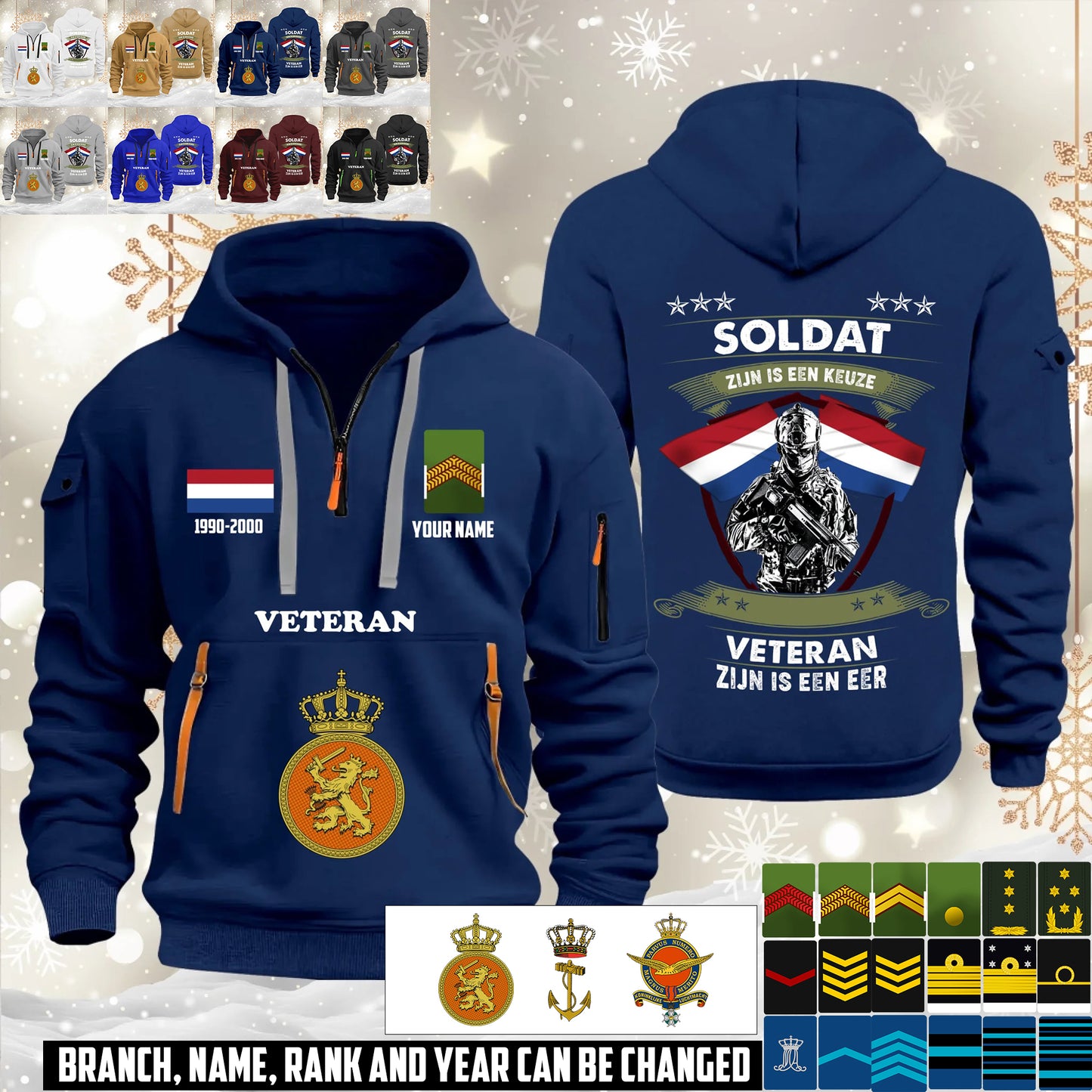 Personalized Netherlands Soldier/ Veteran With Name, Year And Rank Zip Hoodie Multicolor - 17563392
