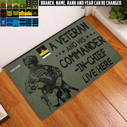 Personalized Netherlands Soldier/ Veteran Camo With Name And Rank Doormat 3D Printed - 17438112