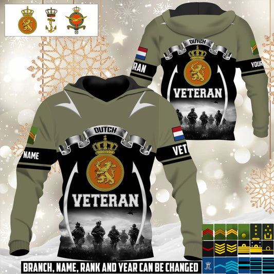 Personalized Netherlands Soldier/Veteran Camo with Name and Rank Hoodie All Over Printed - 17609184