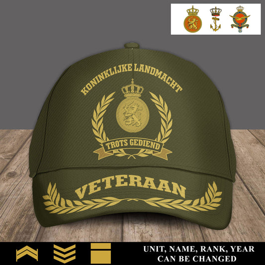 Personalized Rank, Year And Name Netherlands Soldier/Veterans Baseball Cap - 17537472