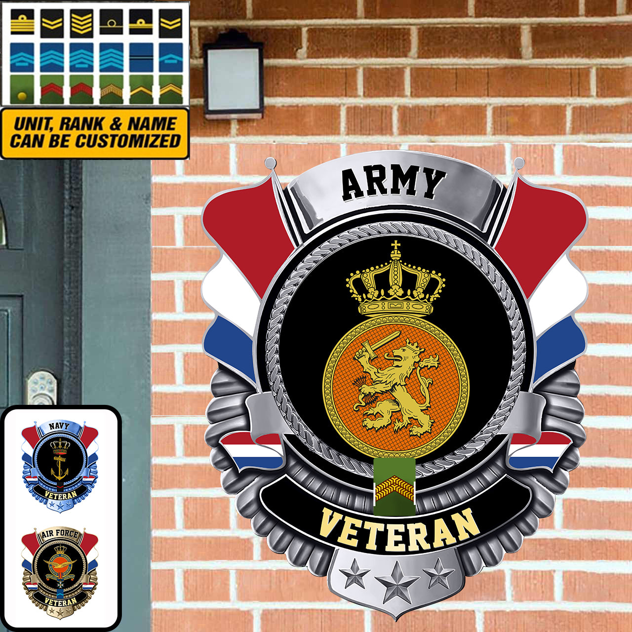 Personalized Rank Netherland Soldier/Veterans Camo Cut Metal Sign - 2606230001