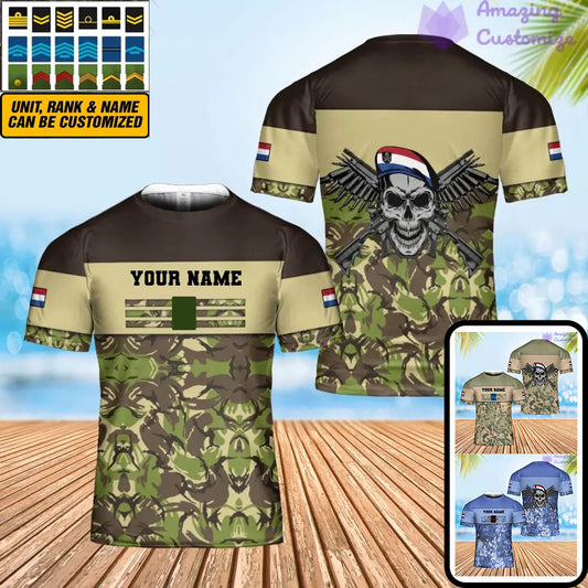 Personalized Netherlands Soldier/ Veteran Camo With Name And Rank T-shirt 3D Printed - 0502240003