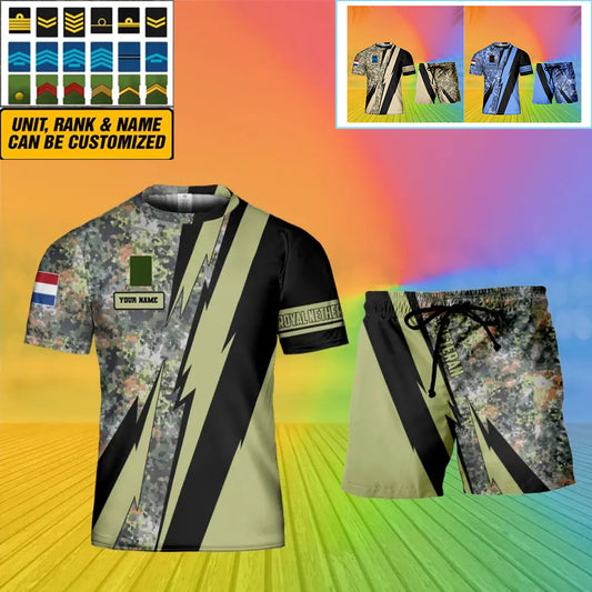 Personalized Netherlands Soldier/ Veteran Camo With Name And Rank Combo T-Shirt + Short 3D Printed  -03042401QA
