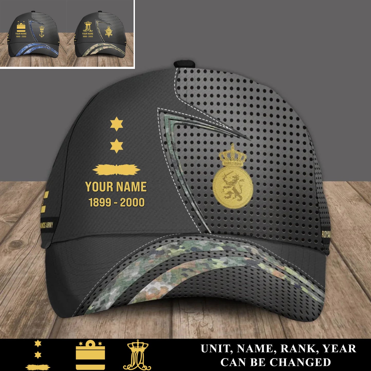 Personalized Rank, Year And Name Netherlands Soldier/Veterans Baseball Cap - 17418240
