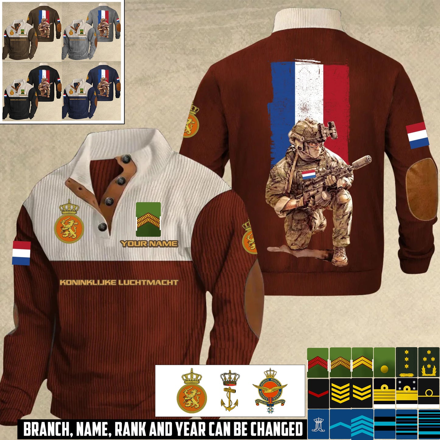 Personalized Netherlands Soldier/ Veteran With Name And Rank Sports Sweatshirt - 17412192