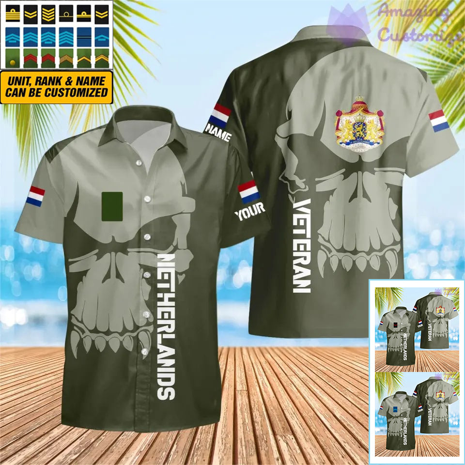 Personalized Netherlands Soldier/ Veteran Camo With Name And Rank Hawaii Shirt 3D Printed  - 17080416