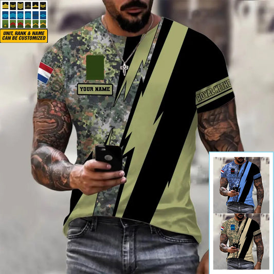 Personalized Netherlands Soldier/ Veteran Camo With Name And Rank T-Shirt 3D Printed  - 030424QA