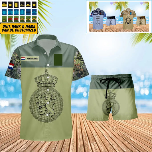 Personalized Netherlands Soldier/ Veteran Camo With Rank Combo Hawaii Shirt + Short 3D Printed - 0906230001QA