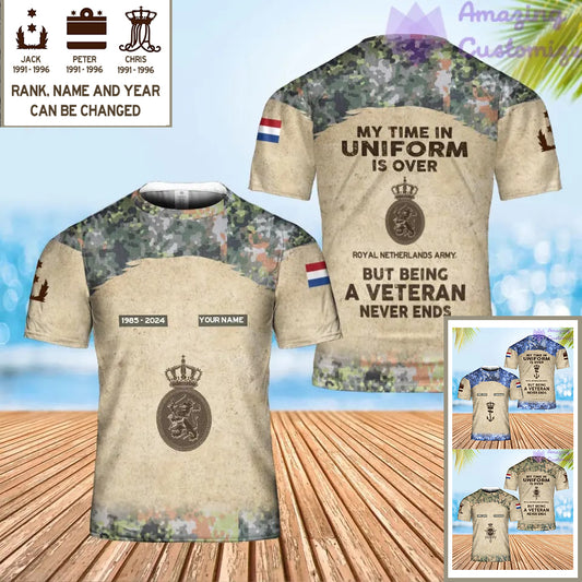 Personalized Netherlands Soldier/Veteran Camo with Name, Year and Rank Hawaii Shirt All Over Printed - 17200512
