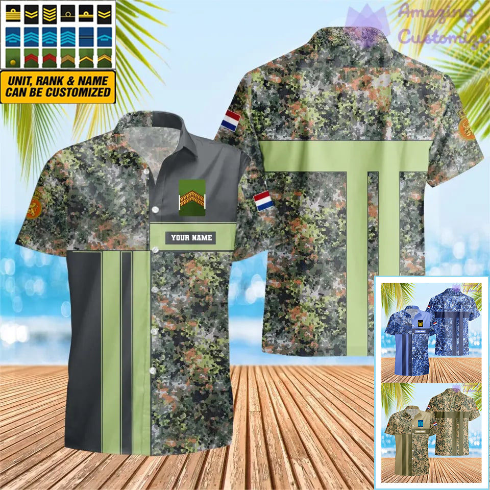 Personalized Netherlands Soldier/ Veteran Camo With Name And Rank Hawaii Printed  - 17150400