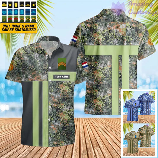 Personalized Netherlands Soldier/ Veteran Camo With Name And Rank Hawaii Printed  - 17150400
