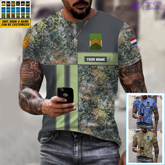 Personalized Netherlands Soldier/ Veteran Camo With Name And Rank T-shirt Printed  - 07052401QA