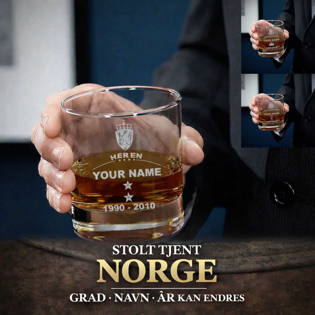 Personalized Norway Soldier/ Veteran With Rank, Name and Year Whiskey Glass - 17718048