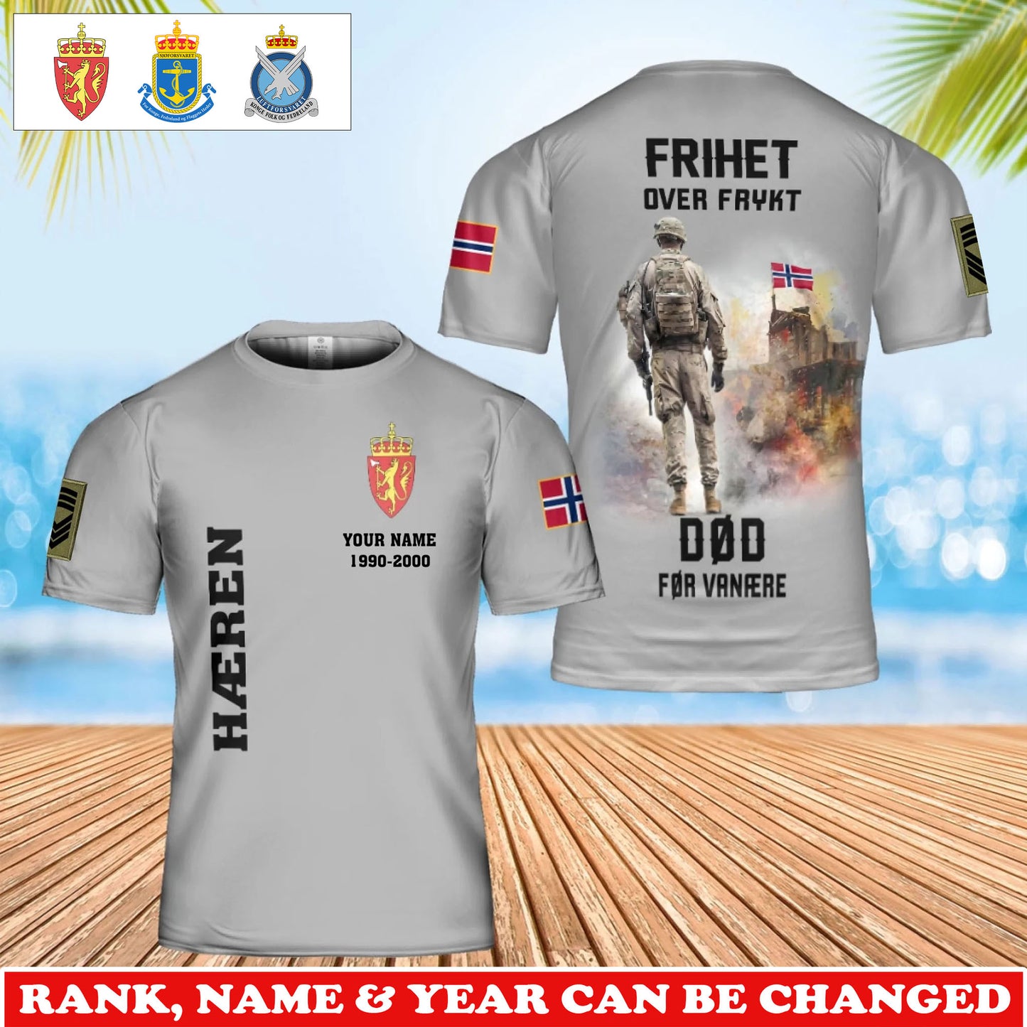 Personalized Norway Soldier/Veteran Camo with Rank, Name and Year T-Shirt All Over Printed - 17733600