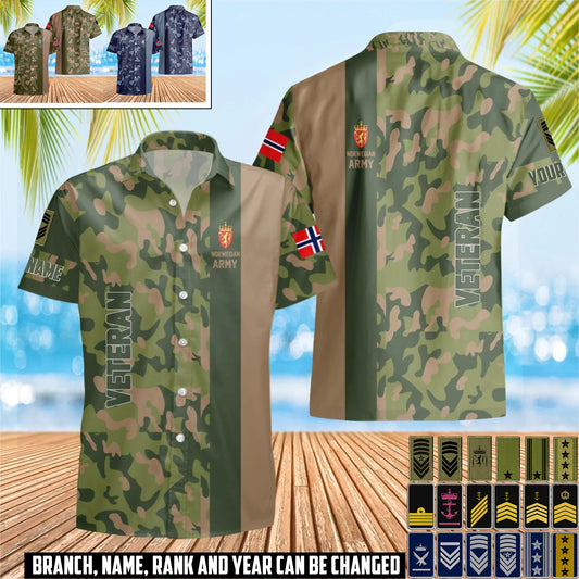 Personalized Norway Soldier/Veteran Camo with Name and Rank Hawaii All Over Printed - 17468352