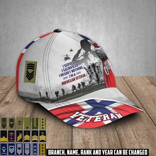 Personalized Rank And Name Norway Soldier/Veterans Baseball Cap - 1759795201