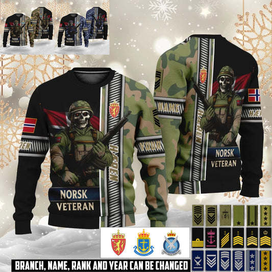 Personalized Norway Soldier/Veteran Camo with Name and Rank Ugly Sweater All Over Printed - 17616960