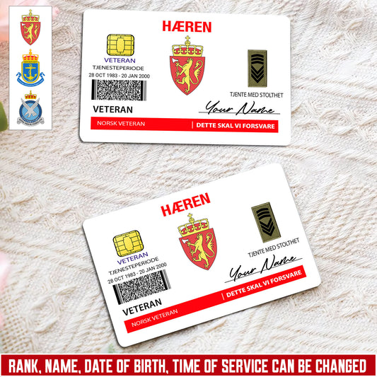 Personalized Norway Soldier/ Veteran With Rank, Name And Year Aluminum Wallet Card - 17671392